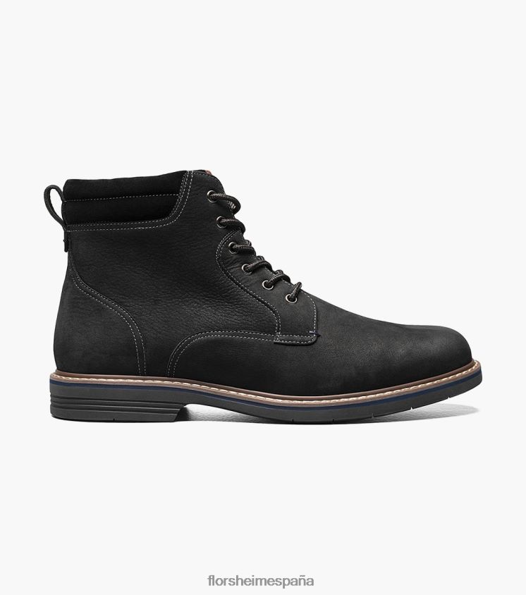 bota norwalk con puntera lisa y cordones Florsheim hombres LPVB4P79 calzado nubuck negro - Imagen 2