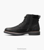 bota norwalk con puntera lisa y cordones Florsheim hombres LPVB4P79 calzado nubuck negro - Imagen 5
