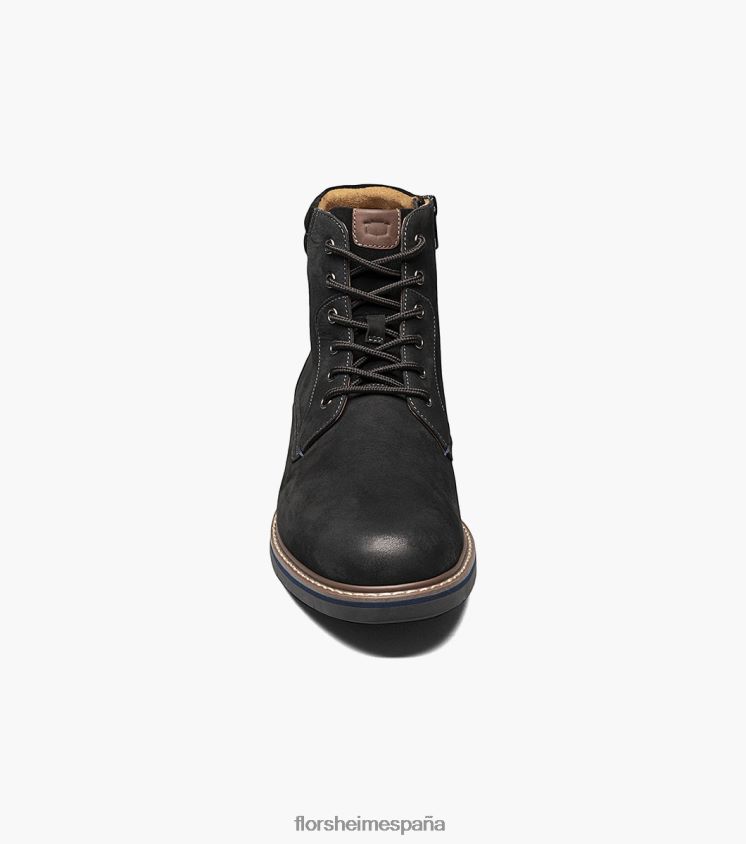 bota norwalk con puntera lisa y cordones Florsheim hombres LPVB4P79 calzado nubuck negro - Imagen 6