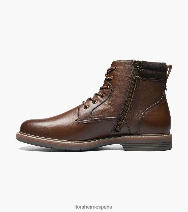 bota norwalk con puntera lisa y cordones Florsheim hombres LPVB4P80 calzado coñac caído - Imagen 5