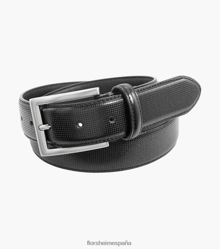 cinturón sinclair de piel perforada Florsheim unisexo LPVB4P551 accesorios negro - Imagen 1