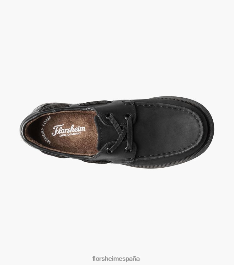 croquet jr. zapato náutico con punta de mocasín Florsheim niños LPVB4P423 calzado nubuck negro - Imagen 4