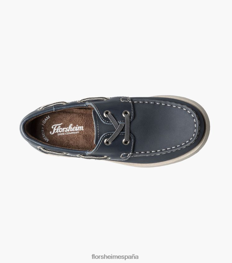 croquet jr. zapato náutico con punta de mocasín Florsheim niños LPVB4P425 calzado nubuck azul marino - Imagen 4