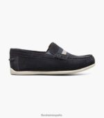 jaspe jr. mocasines con correa en la punta del mocasín Florsheim niños LPVB4P426 calzado ante azul marino - Imagen 2