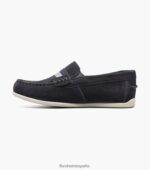 jaspe jr. mocasines con correa en la punta del mocasín Florsheim niños LPVB4P426 calzado ante azul marino - Imagen 5