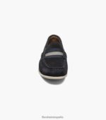 jaspe jr. mocasines con correa en la punta del mocasín Florsheim niños LPVB4P426 calzado ante azul marino - Imagen 6