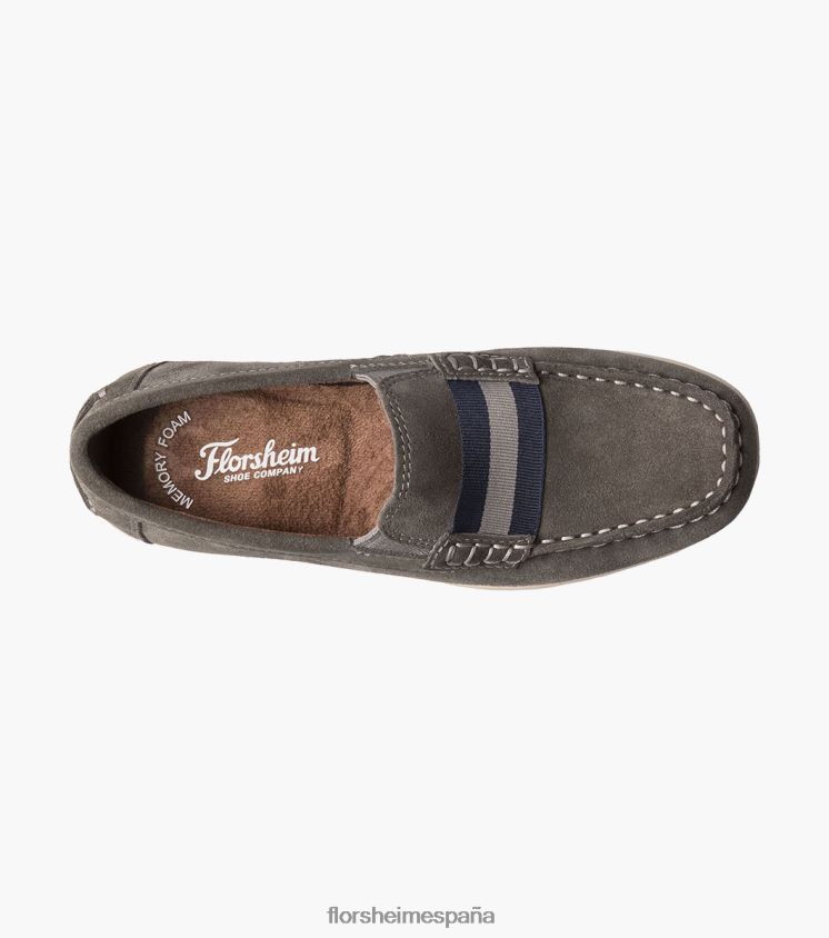 jaspe jr. mocasines con correa en la punta del mocasín Florsheim niños LPVB4P429 calzado ante gris - Imagen 4