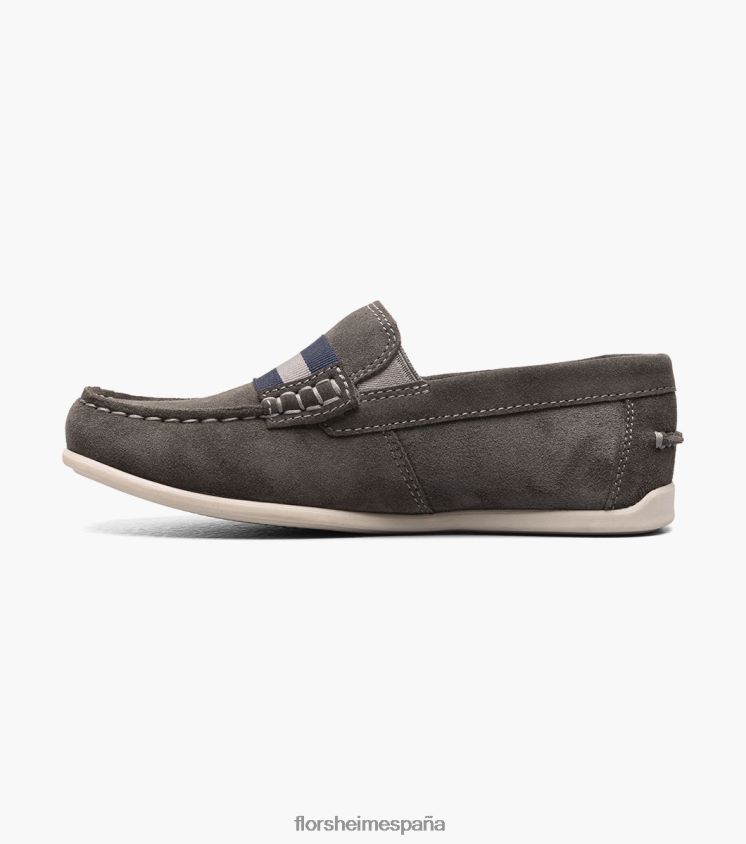 jaspe jr. mocasines con correa en la punta del mocasín Florsheim niños LPVB4P429 calzado ante gris - Imagen 5