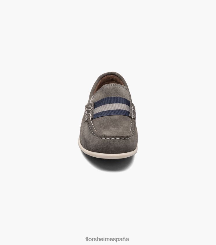 jaspe jr. mocasines con correa en la punta del mocasín Florsheim niños LPVB4P429 calzado ante gris - Imagen 6