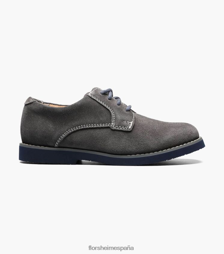 Kearny Jr. oxford de punta plana Florsheim niños LPVB4P462 calzado ante gris - Imagen 2