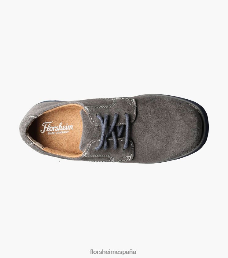 Kearny Jr. oxford de punta plana Florsheim niños LPVB4P462 calzado ante gris - Imagen 4
