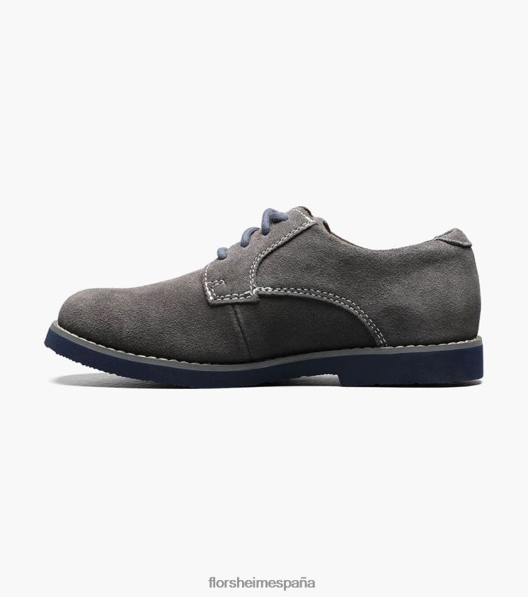 Kearny Jr. oxford de punta plana Florsheim niños LPVB4P462 calzado ante gris - Imagen 5