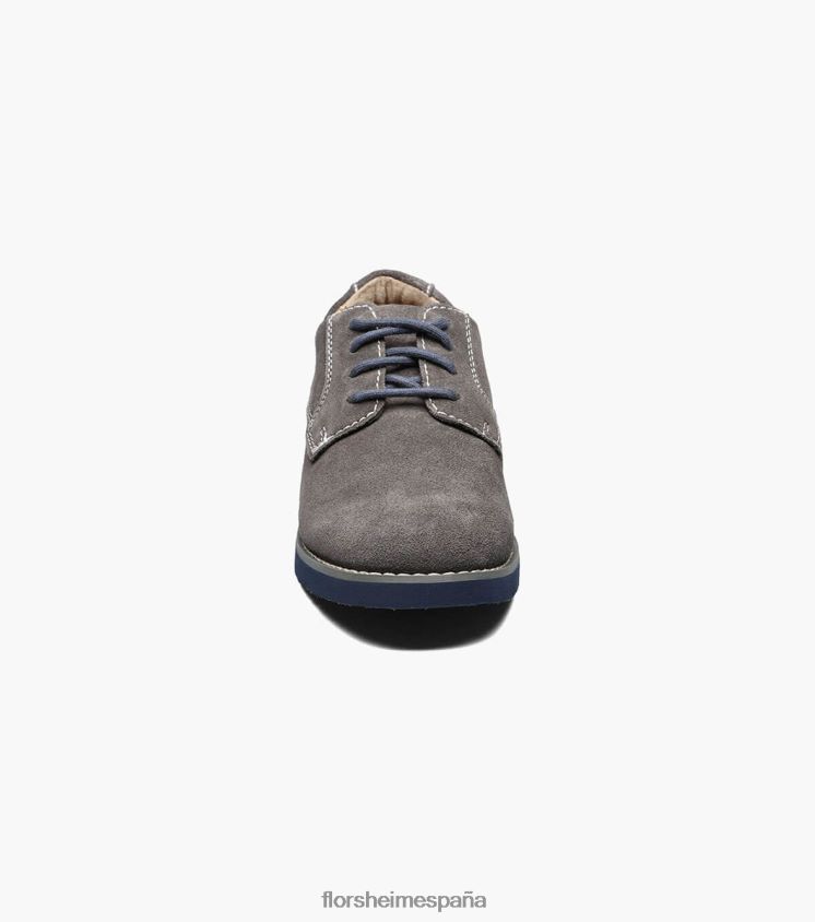 Kearny Jr. oxford de punta plana Florsheim niños LPVB4P462 calzado ante gris - Imagen 6