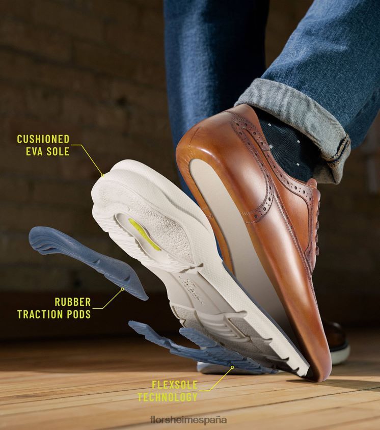 Oxford con punta de ala Frenzi Florsheim hombres LPVB4P40 calzado coñac - Imagen 2