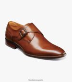 sorrento puntera lisa con una sola correa de monje Florsheim hombres LPVB4P146 calzado coñac