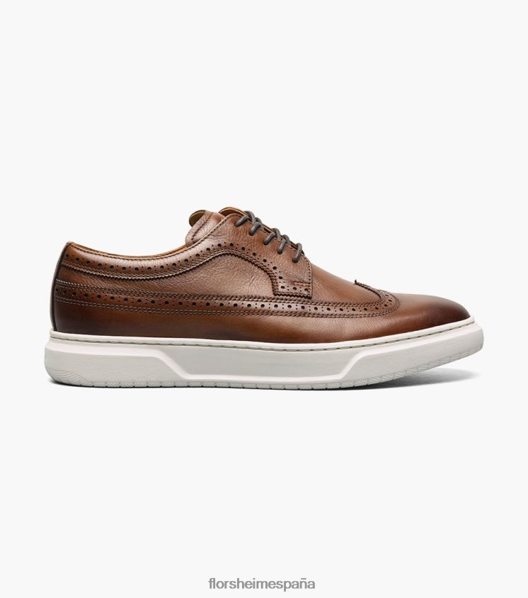 tenis premier con cordones y punta de ala Florsheim hombres LPVB4P107 calzado coñac - Imagen 2